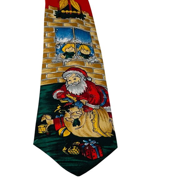Roda Syglet Exclusive Christmas Silk Tie Santa Design 57"-60" - Picture 1 of 6